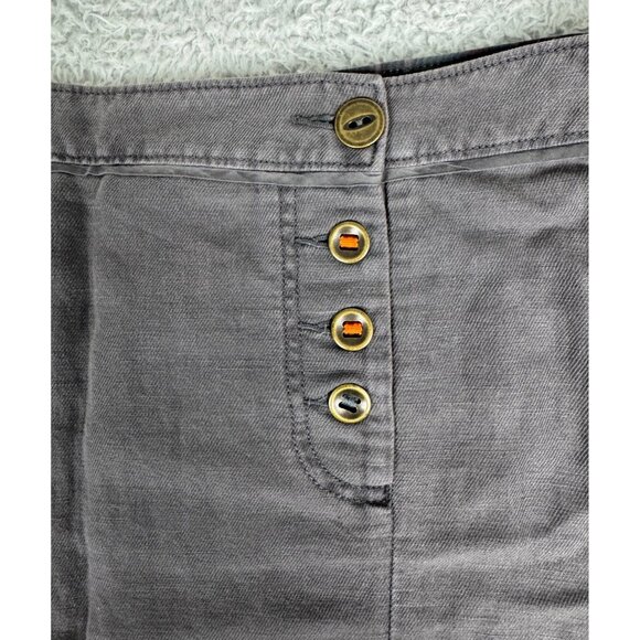 Anthropologie M & Eve Womens Gray Linen-Blend Mini Skirt W/Button Accents Sz 12 - Picture 3 of 13